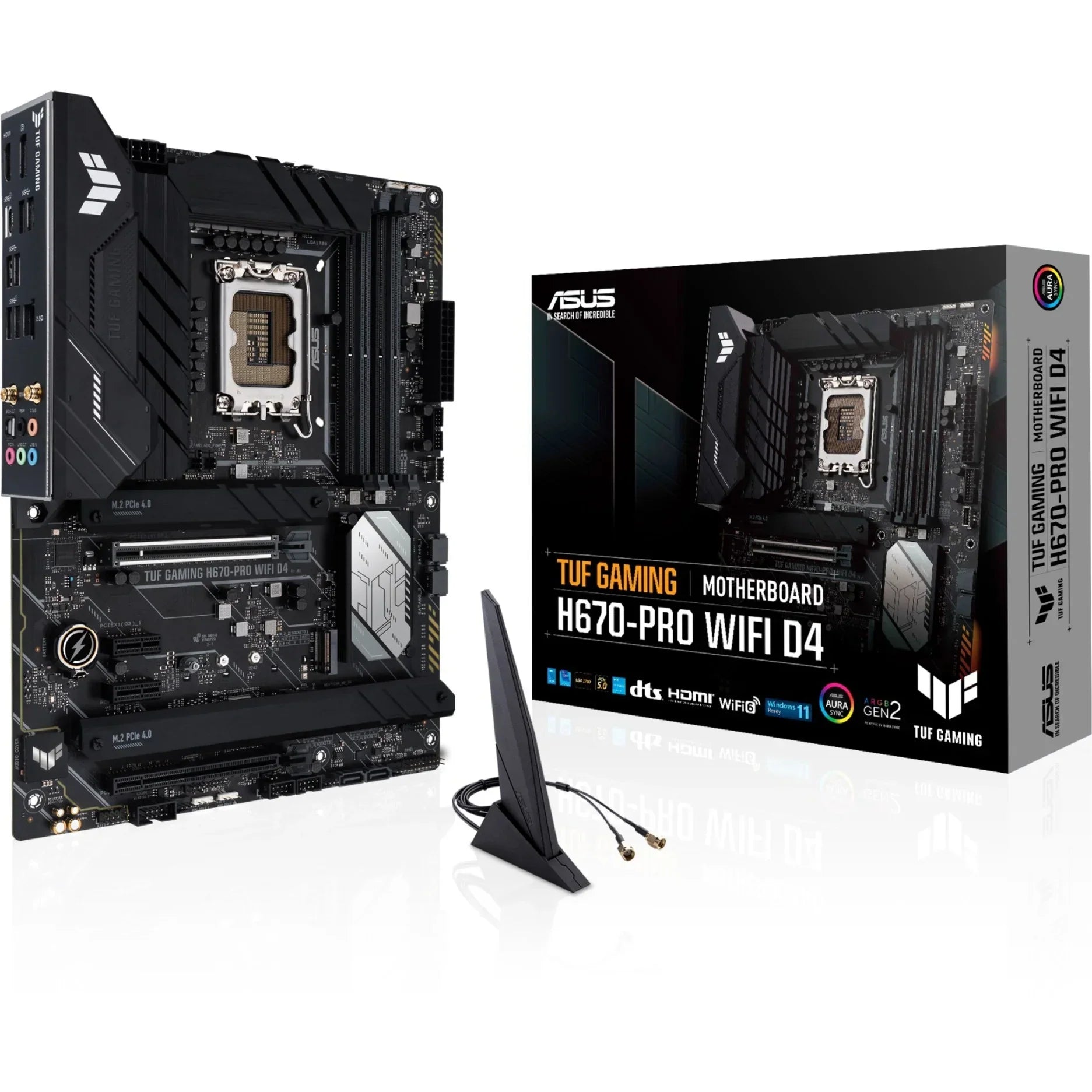 ASUS TUF GAMING H670-PRO WIFI D4 LGA 1700 (Intel 12th &13th Gen) ATX Gaming Motherboard (PCIe 5.0, DDR4, 14+1 DrMOS, 4xPCIe 4.0 M.2 Slots, WiFi 6, 2.5 Gb LAN, Front USB 3.2 Gen 1 Type-C)