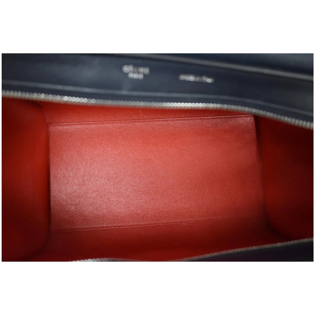 Pre-owned CELINE Trapeze Small 2way Leather Tote Shoulder Bag Blue