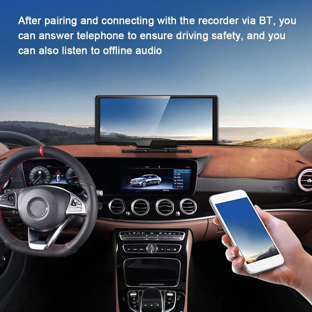ammoon Multi language Car Video Recorder BT AUX Car Console, Front and Rear Dual Cameras, Mobilephone Control