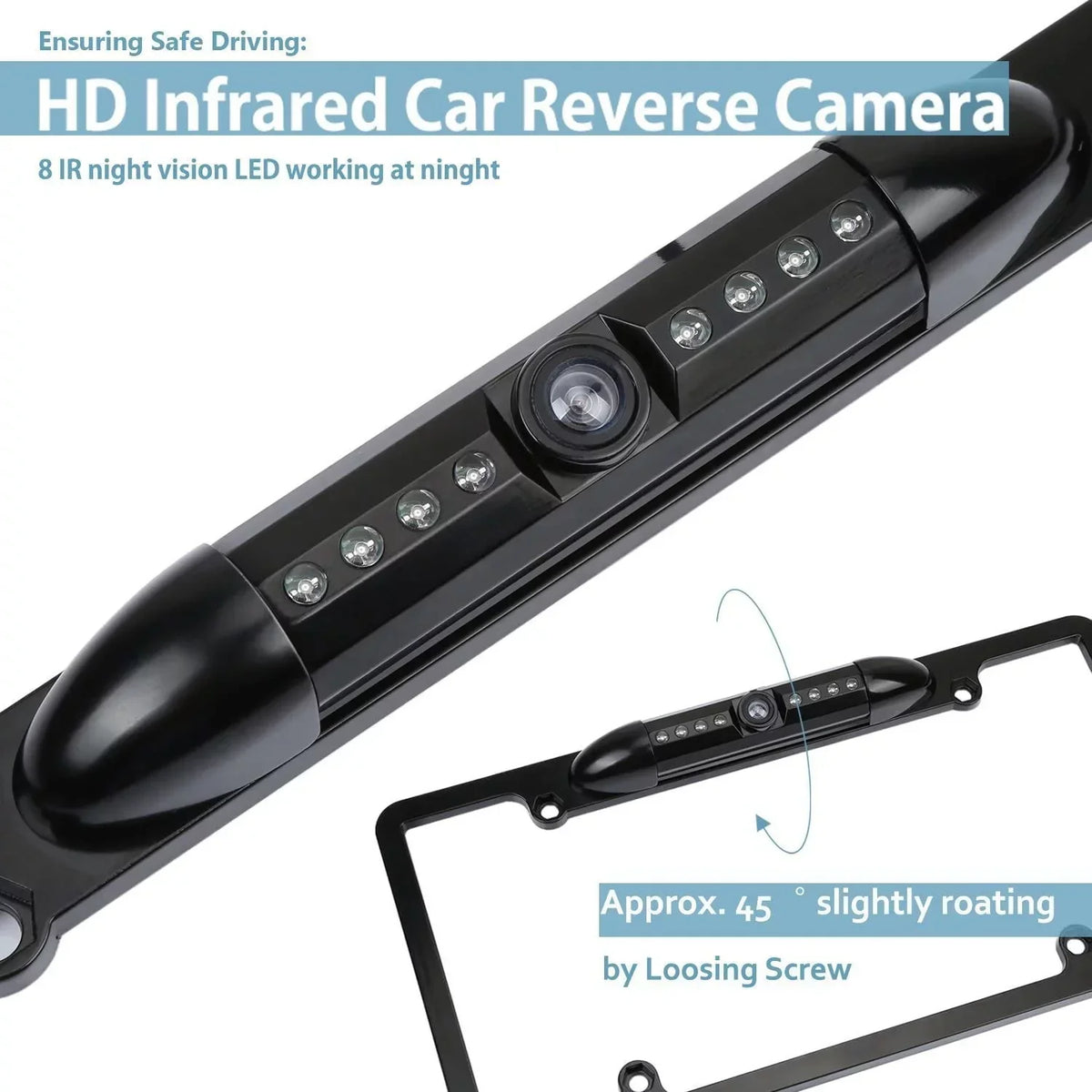 CAM115 Backup Camera Frame License Plate Compatible with Clarion, Dual, BOSS, Jensen, Stinger, Pioneer, SoundStream, Sony, Kenwood, JVC, Rockford Fosgate,