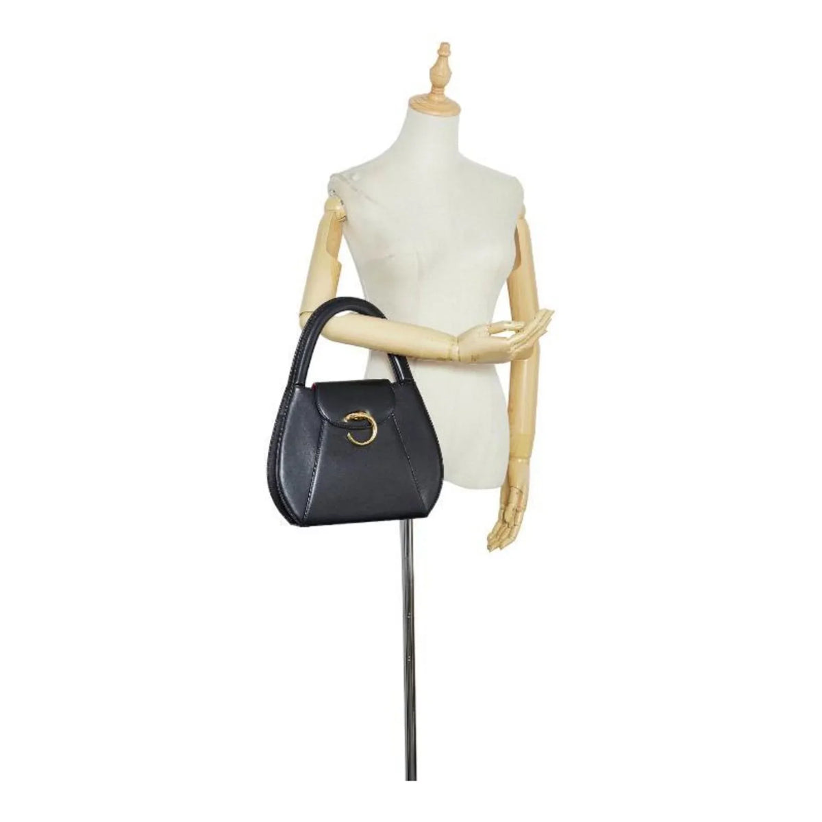 Pre-Owned Cartier Panthère handbag black gold leather ladies CARTIER (Good)