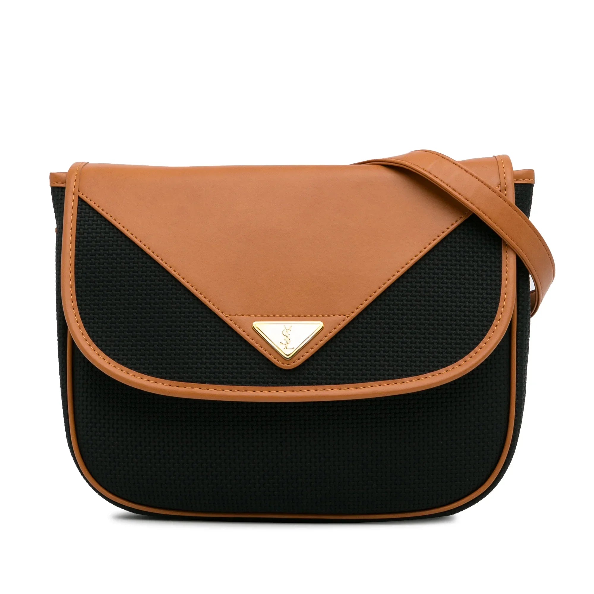Pre-Owned Authenticated YSL Crossbody Bag Coated Canvas Fabric Black Unisex (Like New)