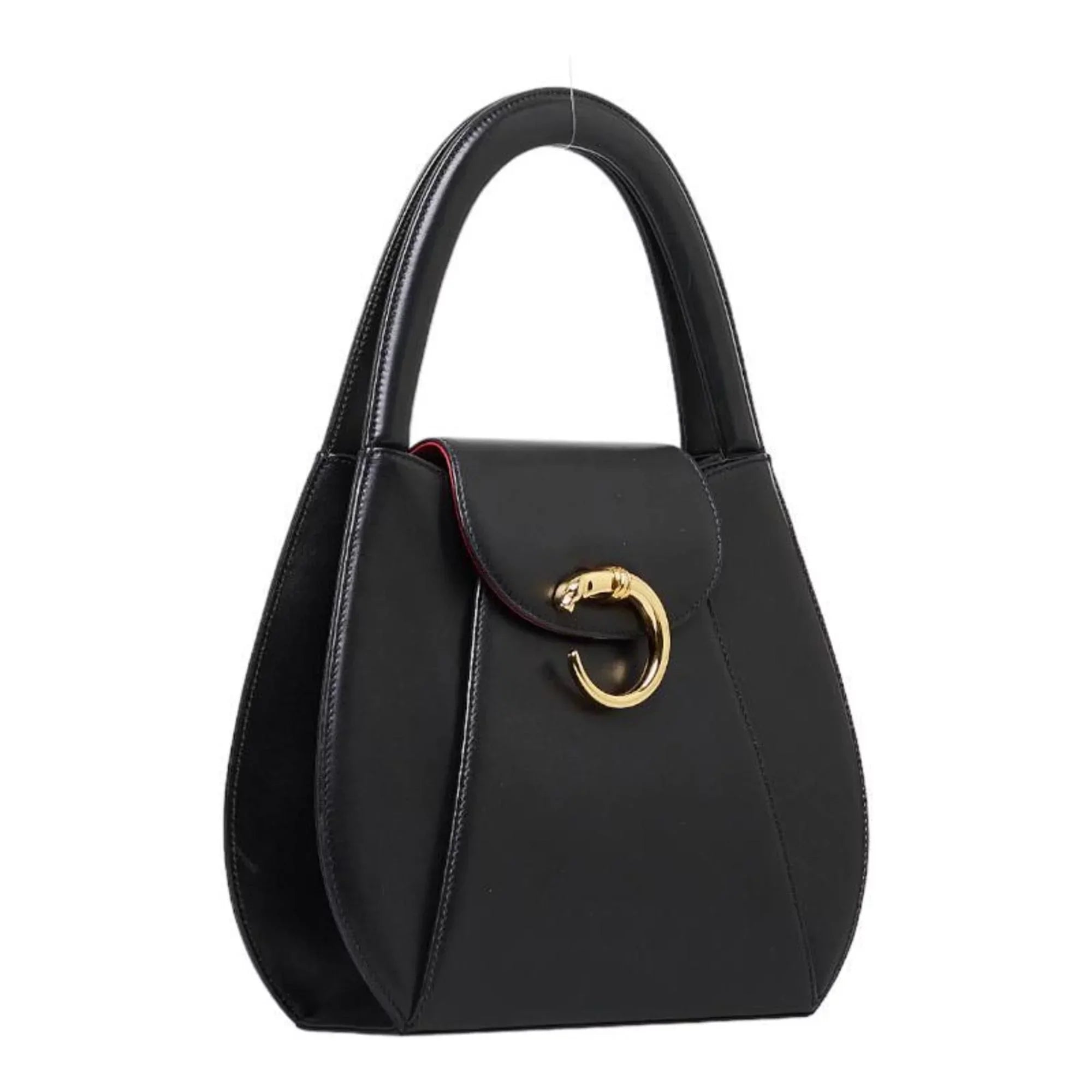 Pre-Owned Cartier Panthère handbag black gold leather ladies CARTIER (Good)