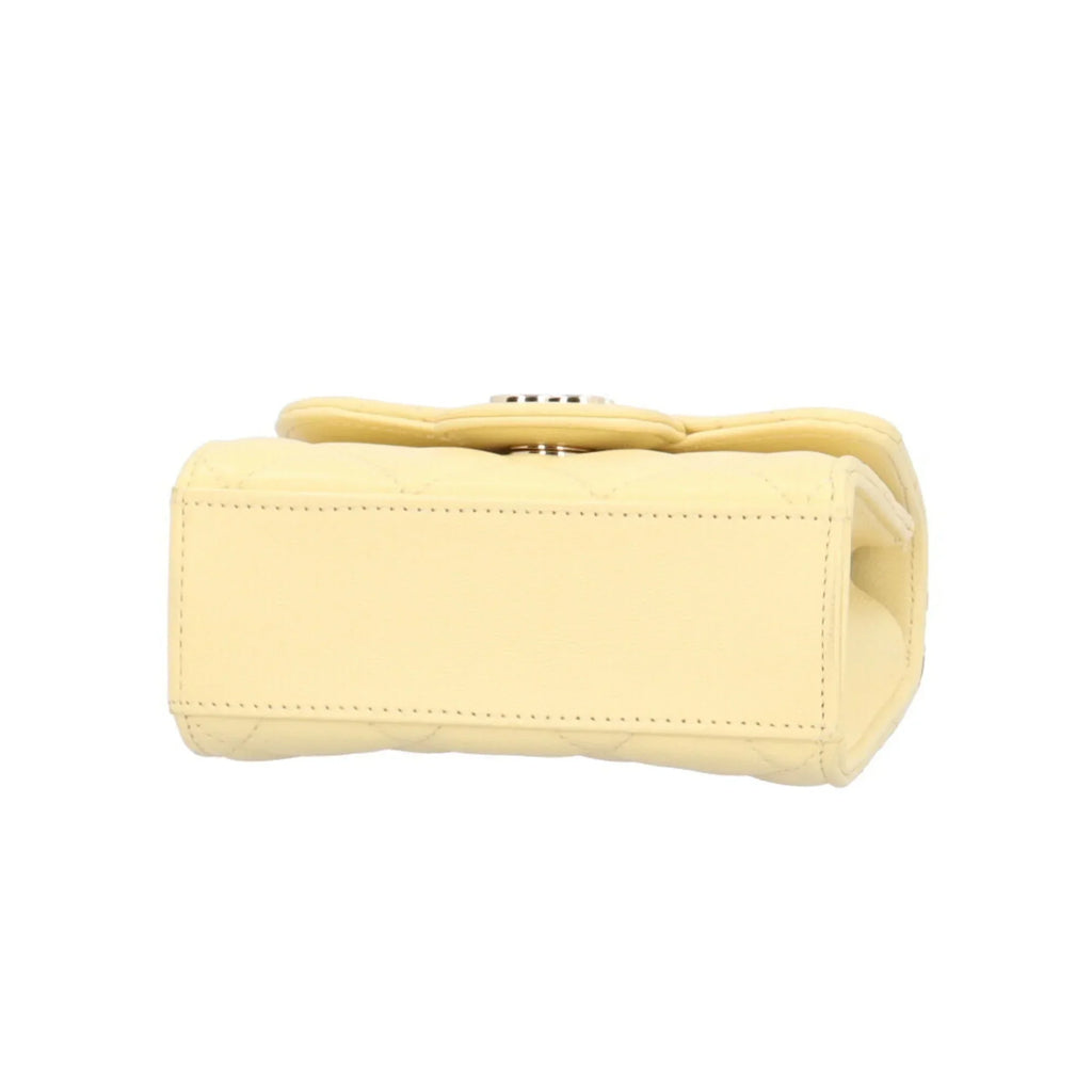 Pre-Owned CHANEL Matelasse Shoulder Bag Lambskin AP2682 Yellow Women's (Good)