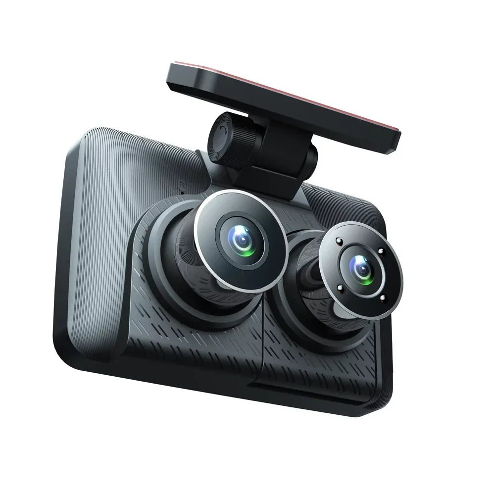 Dcenta 3 Cameras Dash Cam 4in Clear Car Rearview Mirror Car Video Recording Camcorder Wide Angle Car Camera Recorder Auto Safety Driving Recorder