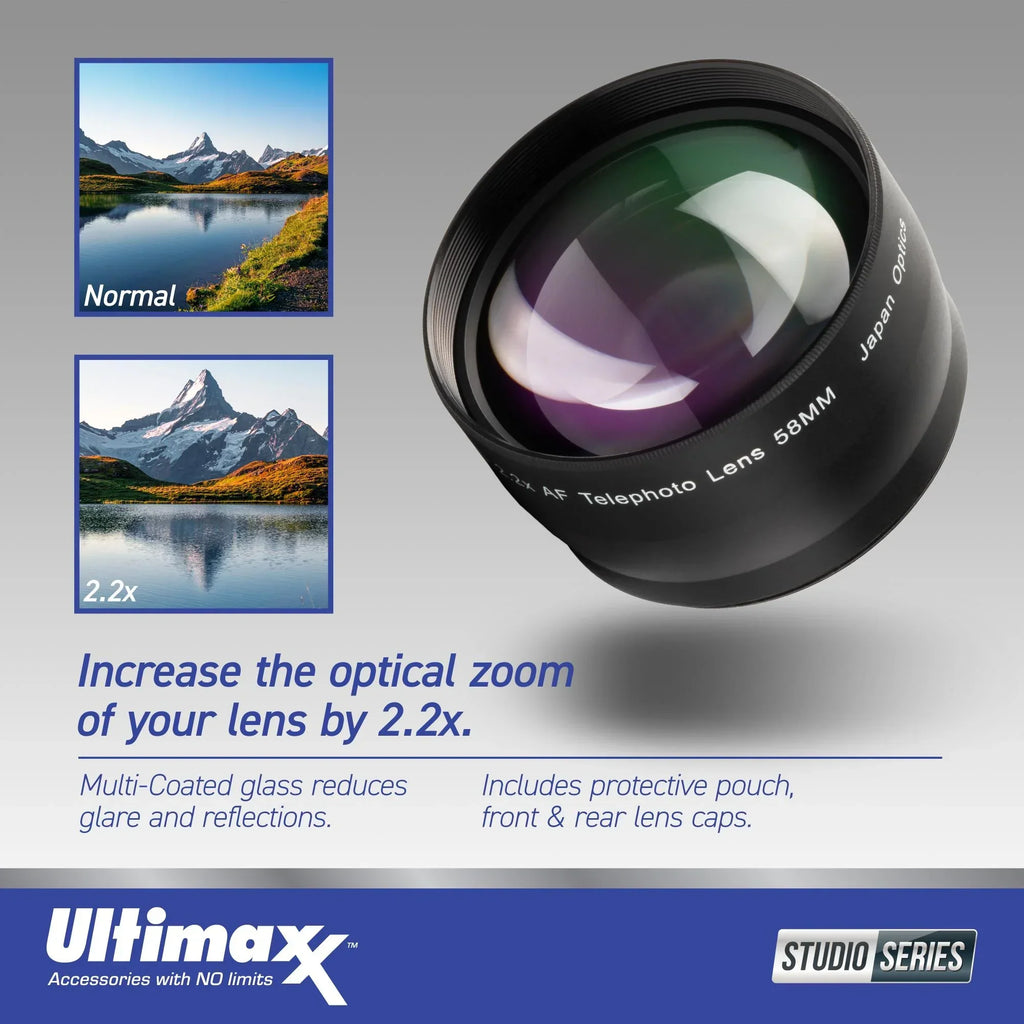 Ultimaxx Advanced Nikon AF 24-85mm f/2.8-4D IF Lens Bundle - Includes: Water-Resistant Lens Pouch, 2.2x Telephoto Zoom Lens Attachment, Protective UV Filter & More (16pc Bundle)