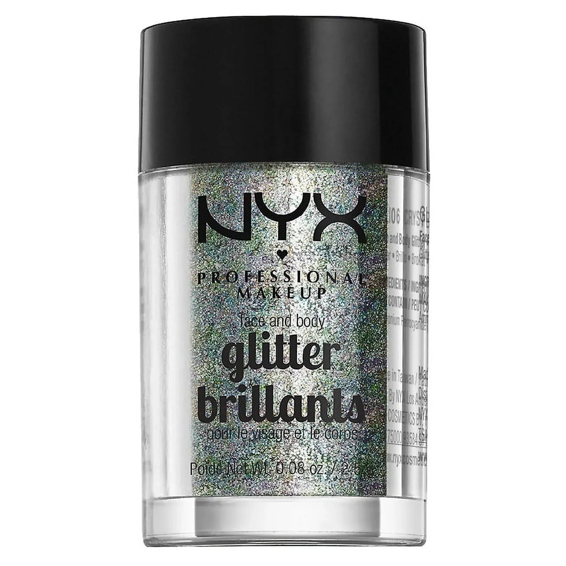 NYX Professional Makeup Face & Body Glitter, Crystal 0.08 oz Pack of 2