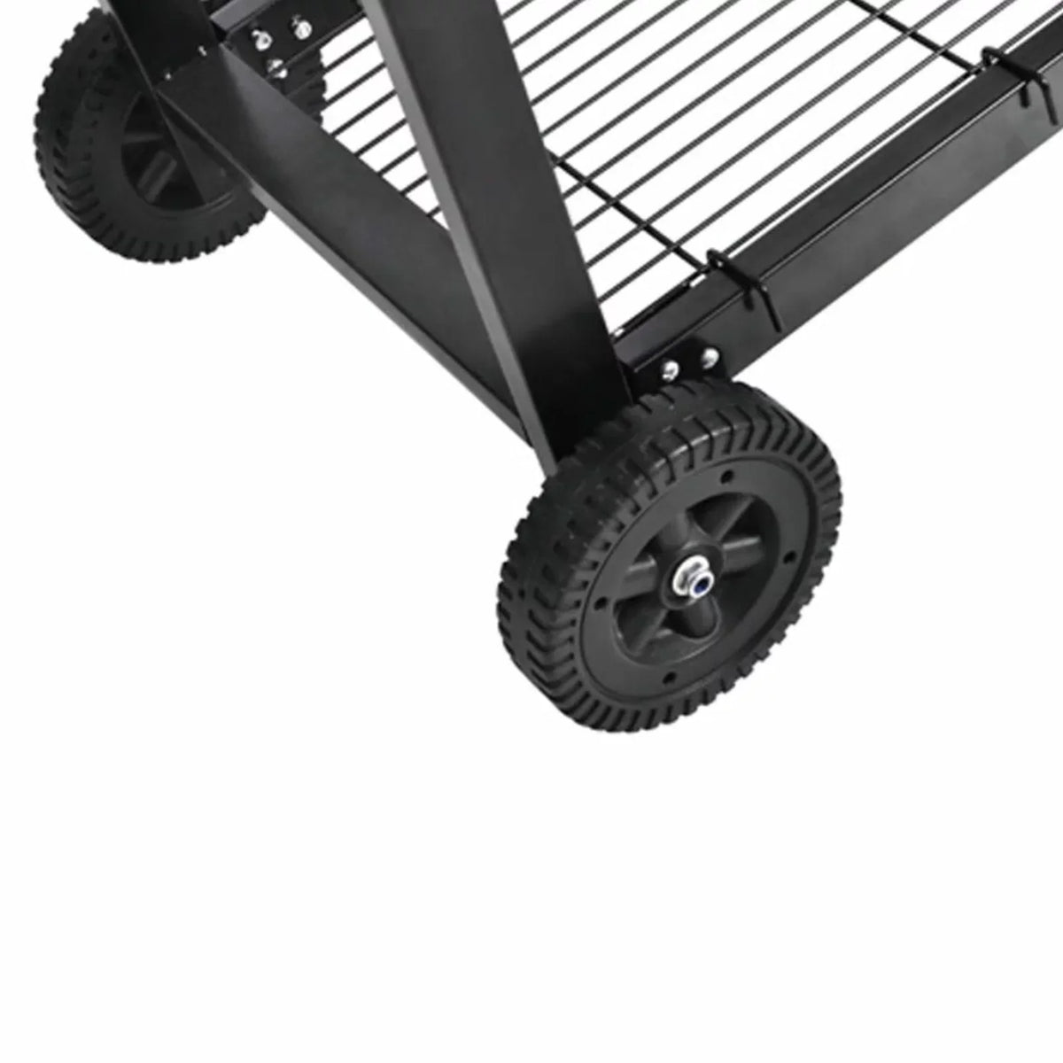 Anself Charcoal BBQ Stand with Lower Shelf and Wheels Steel Barbecue Grill Black for Camping Cooking, Grilling, Smoking, Picnic, Hiking, Party, Garden, Patio 39.4 Inch Length