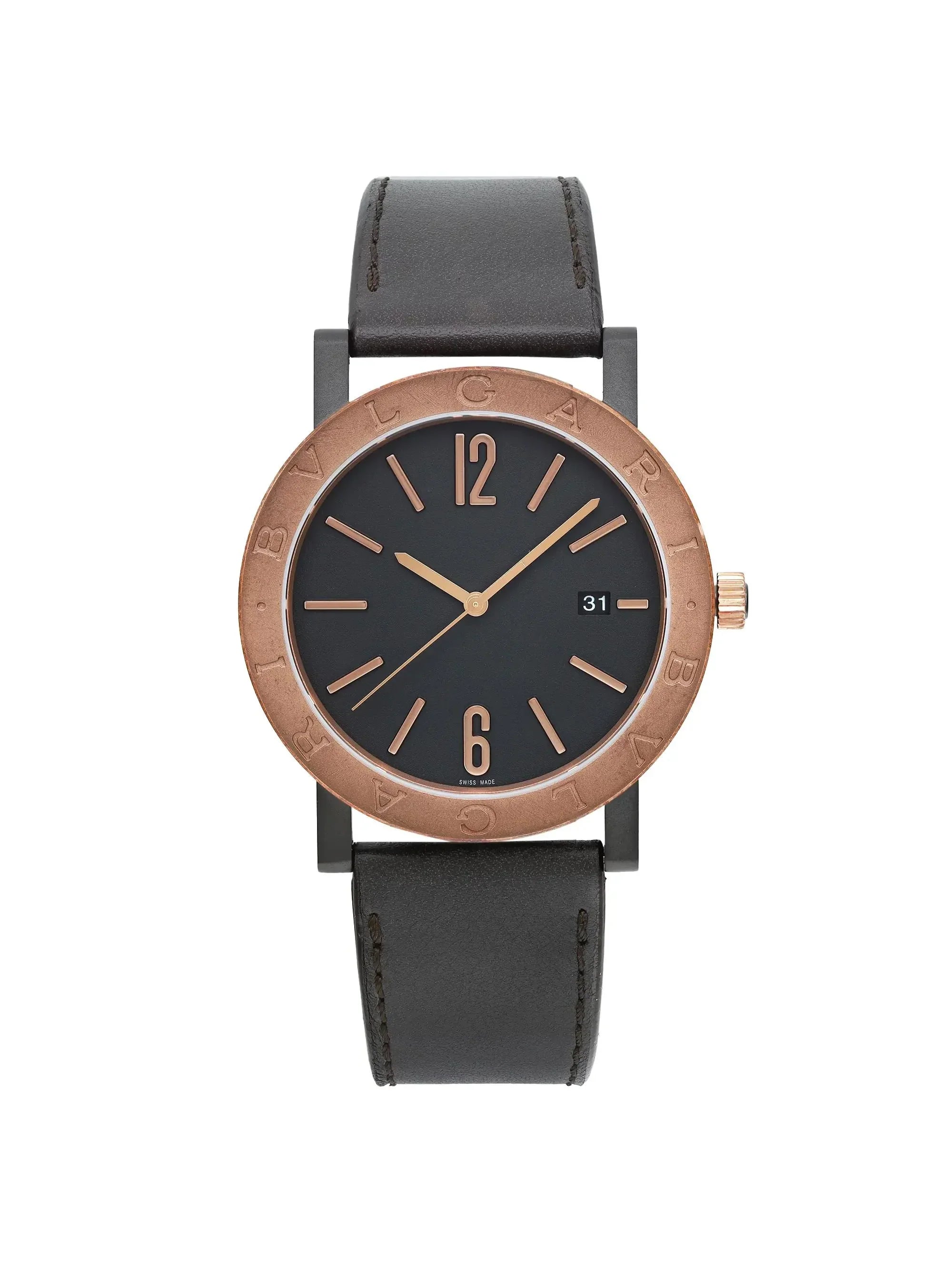 New Bvlgari Solotempo 41mm Steel Bronze Black Dial Automatic Men Watch 102931