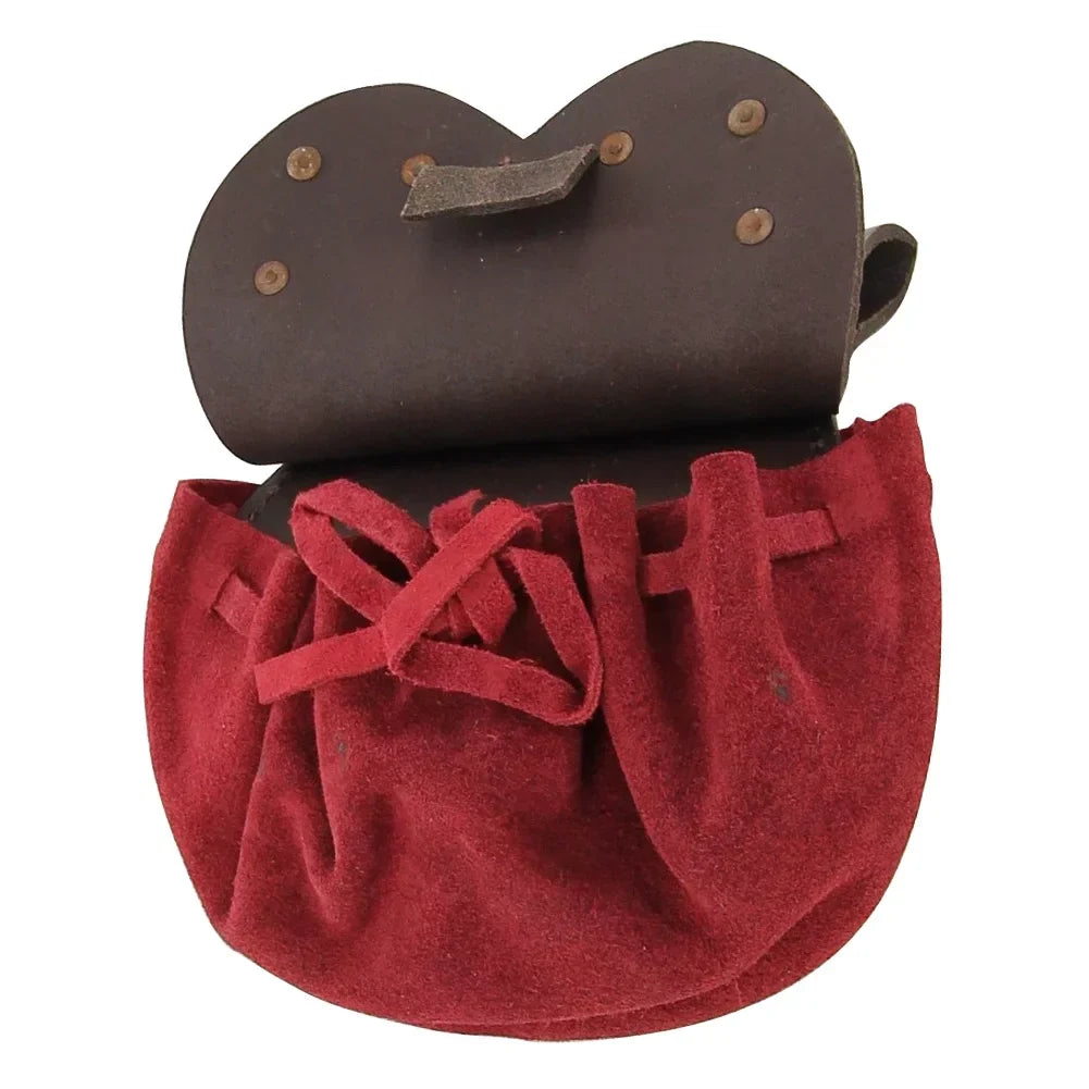 Armory Replicas Royal Red Handmade Royal Court Suede Pouch - Rich Red Elegance Medieval-Inspired Design Perfect for Carrying Small Valuables Adjustable Belt Closure for Secure Fit