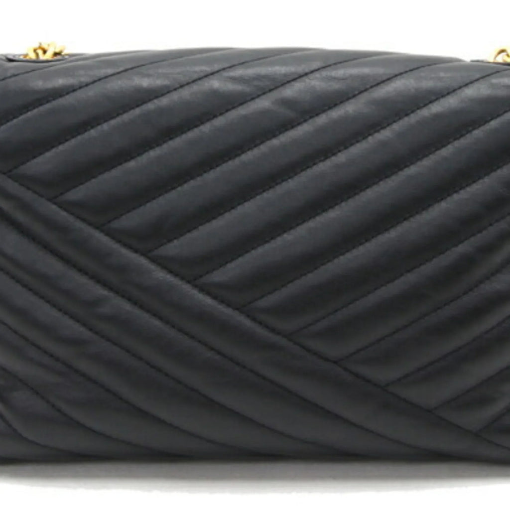 Pre-Owned Tory Burch Shoulder Bag Kira Chevron 58465 Black Leather Chain Quilted Women's TORY BURCH (Good)