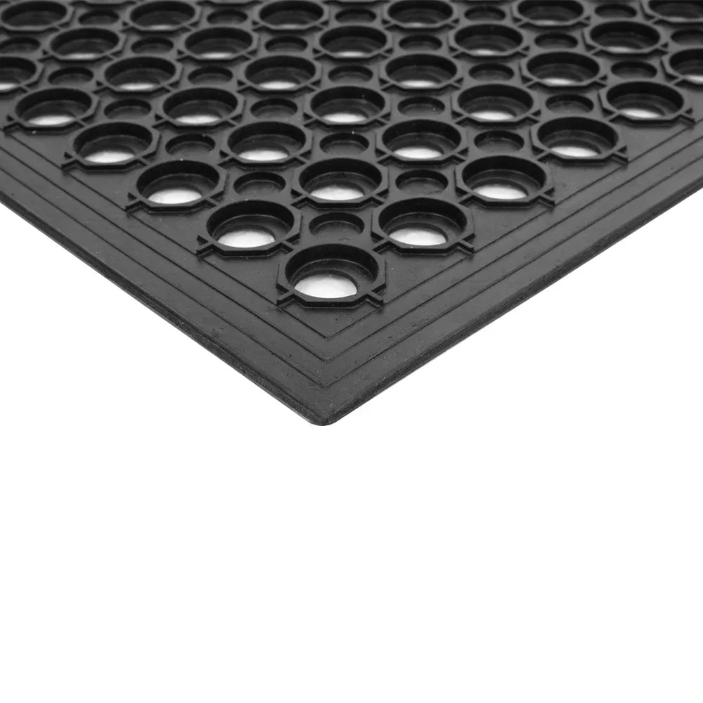 Heavy Duty Large Non-Slip Mat Bar Kitchen Industrial Multi-Functional Anti-Fatigue Drainage Rubber Non-Slip Hexagonal Mat Black 60*90cm