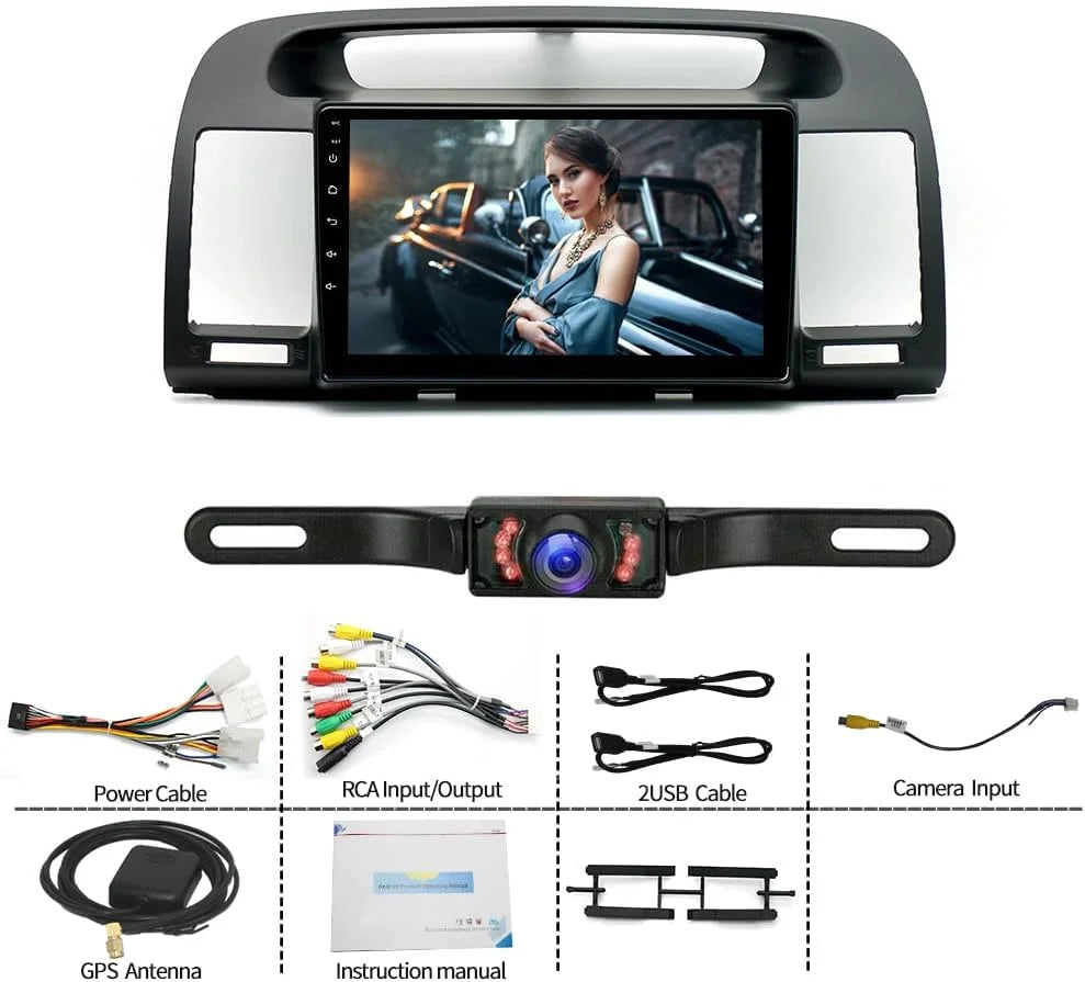 THONZER Android 11.0 Double Din Car Stereo for Toyot-a Camry 2000-2006 9 Inch HD Touchscreen in-Dash GPS Navigation with CarPlay Android Auto Bluetooth/FM Radio/RDS/WiFi/Mirror-Link(2G+32G)