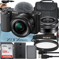 Sony Alpha ZV-E10 Mirrorless Vlog Camera With 16-50mm Lens + 128GB Memory Card + Tripod + Case + ZeeTech Accessory Bundle (Black)
