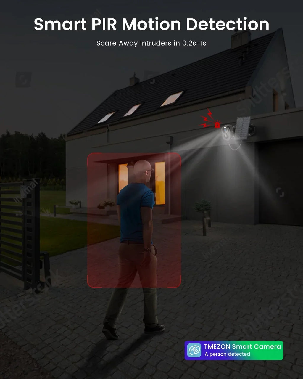 Outdoor Security Camera Wireless WiFi, PTZ 360° View, Spotlight & Siren, 2K/3MP Color Night Vision, Solar Outdoor Security Camera, White