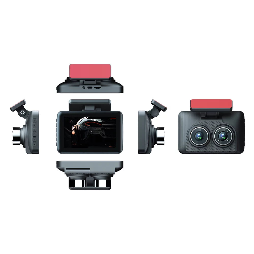 Dcenta 3 Cameras Dash Cam 4in Clear Car Rearview Mirror Car Video Recording Camcorder Wide Angle Car Camera Recorder Auto Safety Driving Recorder