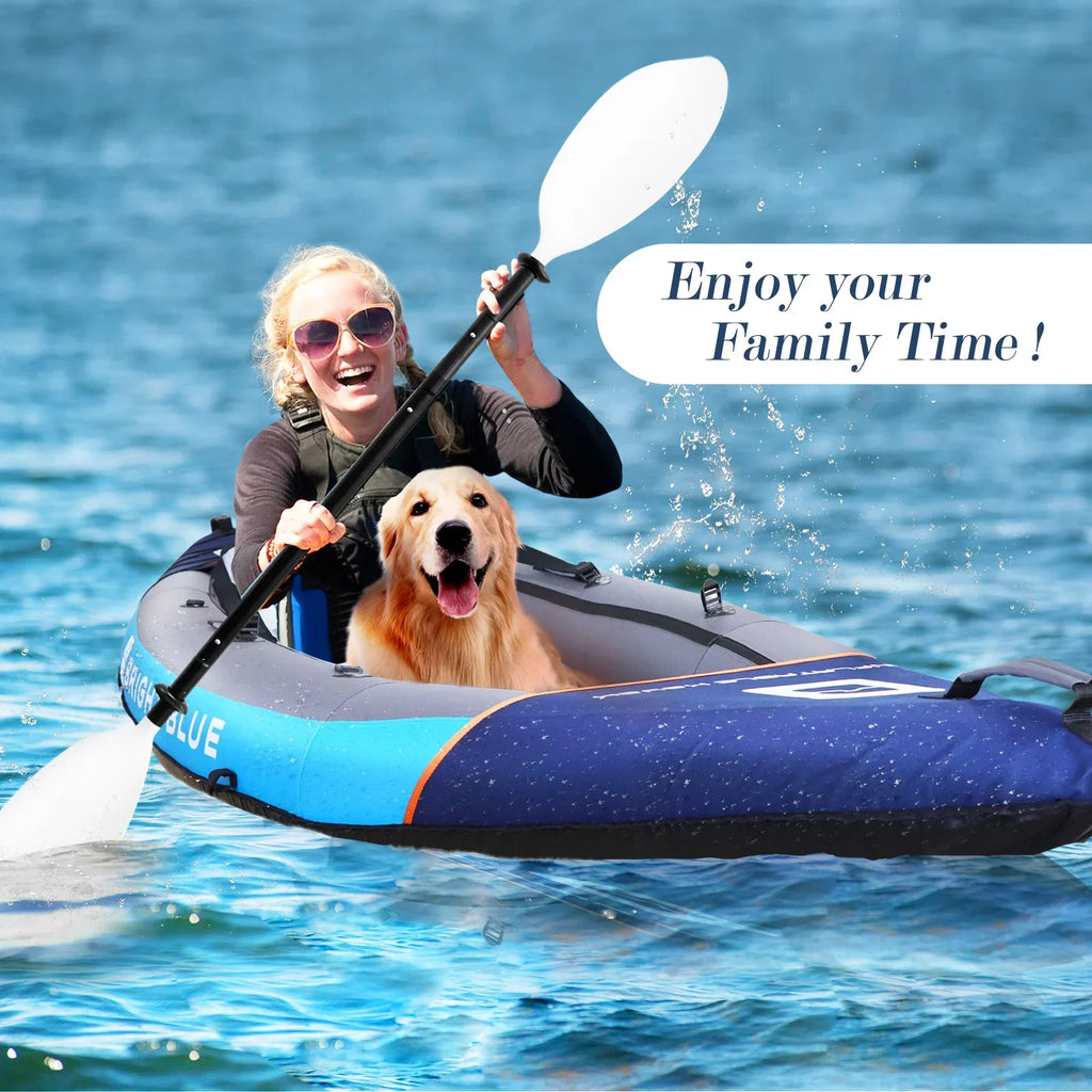 WHDZ 2 Person Inflatable Kayak for Adults Polyester Travel Entertainment Small River or Lake Blue