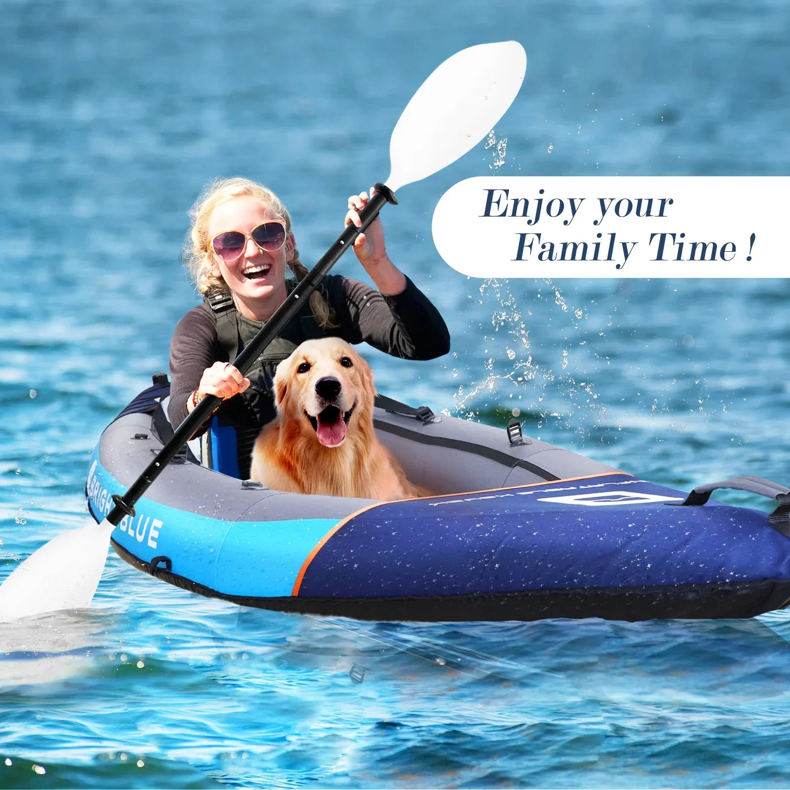 WHDZ 2 Person Inflatable Kayak for Adults Polyester Travel Entertainment Small River or Lake Blue