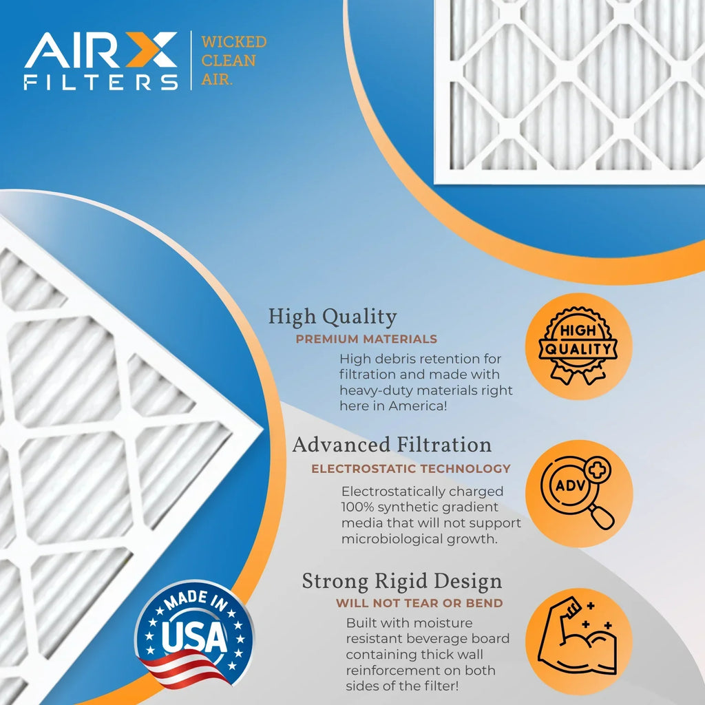 20x36x1 Air Filter MERV 11 Rating, 12 Pack of Furnace Filters Comparable to MPR 1000, MPR 1200 & FPR 7 - Made in USA by AIRX FILTERS WICKED CLEAN AIR.