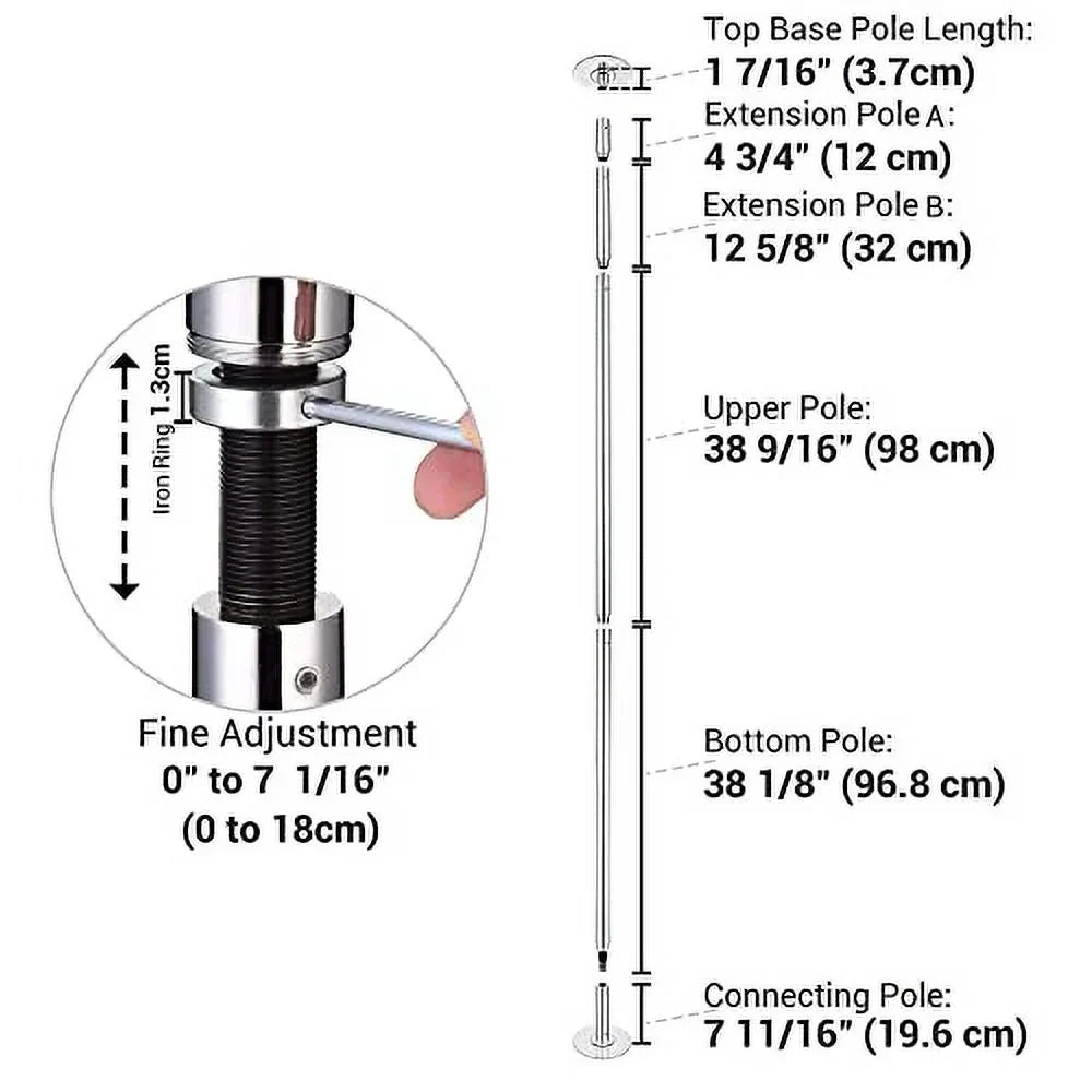 AW 9.25 FT Portable Dance Pole Kit Static Spinning Pole Dancing Pole Strip Poles for Home Removable 45mm Dance Pole Gym Party Club Exercise Fitness Silver/Black/Colorful/Gold, Max Load 1102 Lbs