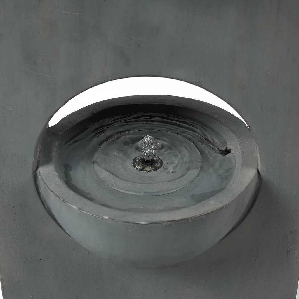 HomeStock Vintage Visions Gray Cement Column Two Tier Bowl Bubbler Outdoor Fountain