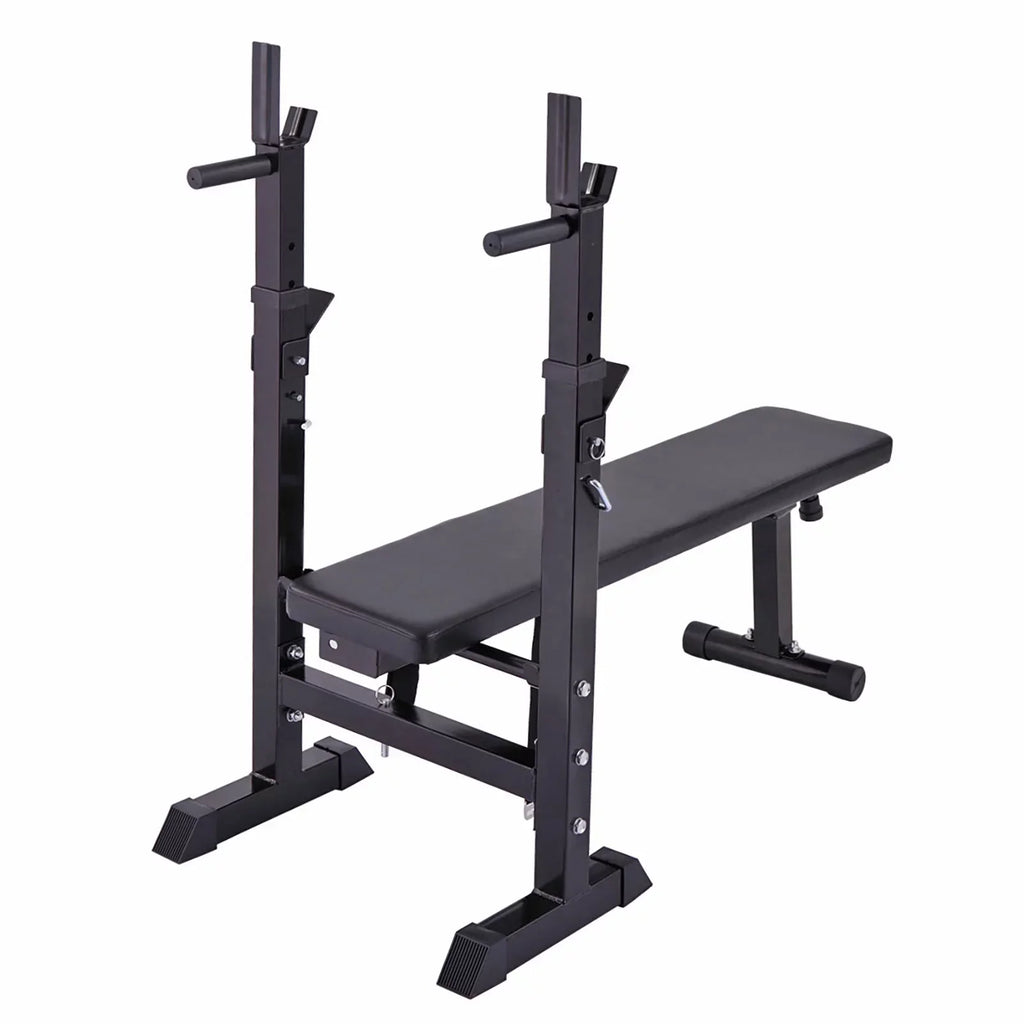 Andoer Adjustable Folding Multifunctional Workout Station, Red and Black, Squat Rack Included
