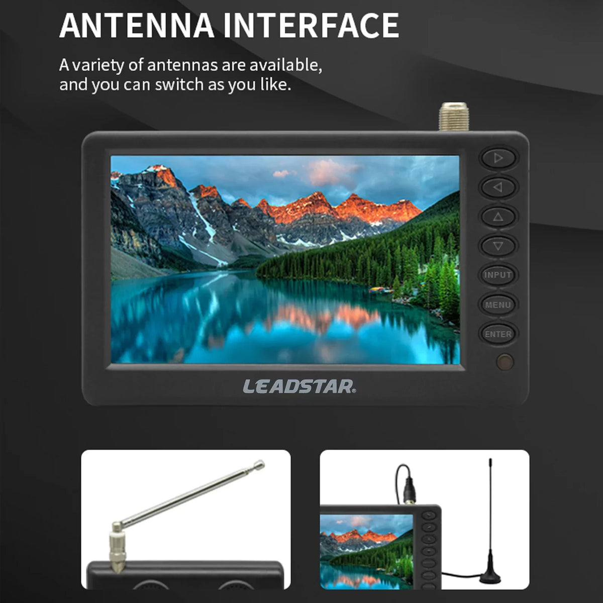 LEADSTAR D5 ATSC Portable Digital TV Player - 5-inch Screen, Pocket-Sized Car Television, Multimedia Player, Radio, TF Card and U Disk Playback, Includes Remote Control